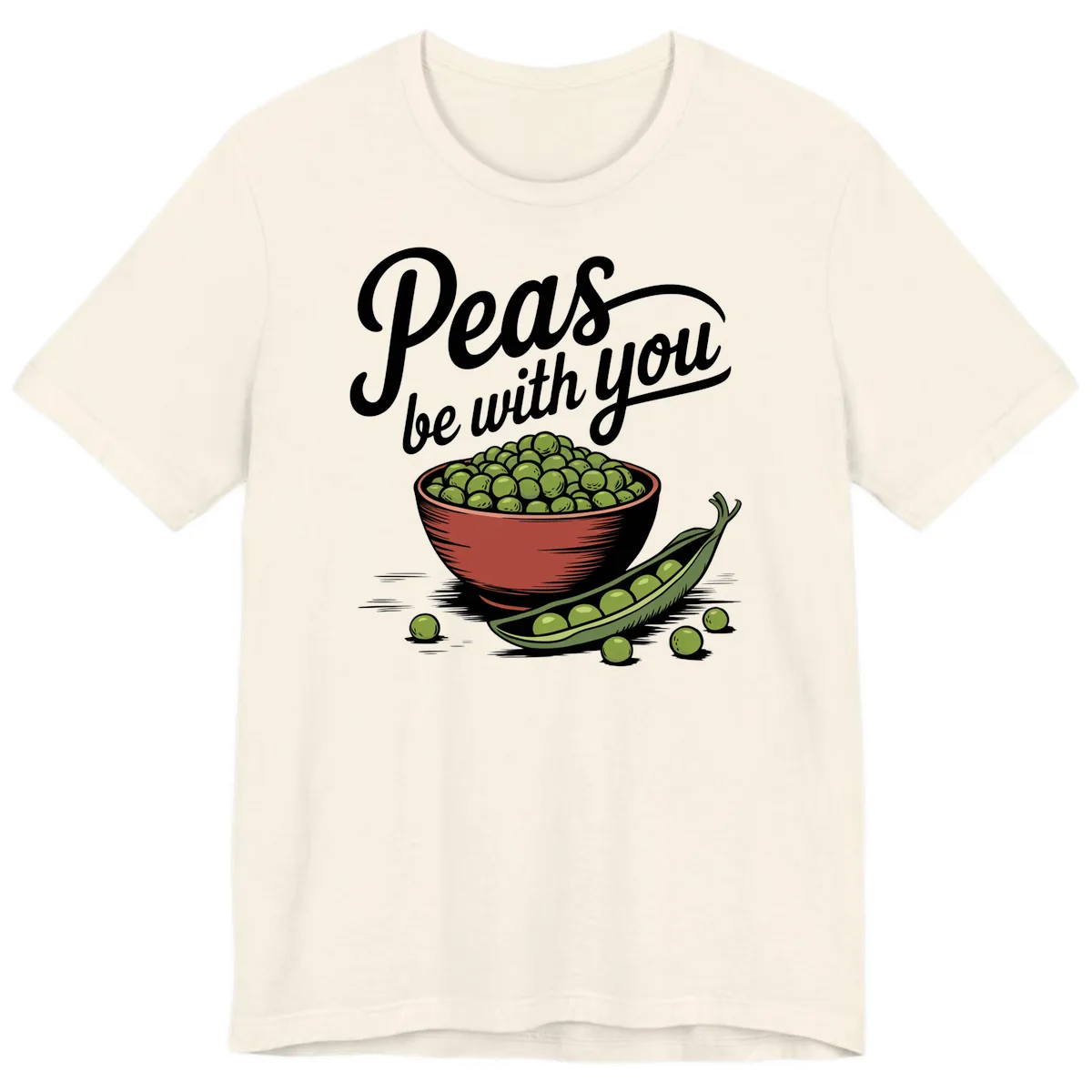 Peas Be With You Pun Graphic Premium T-Shirt in Natural