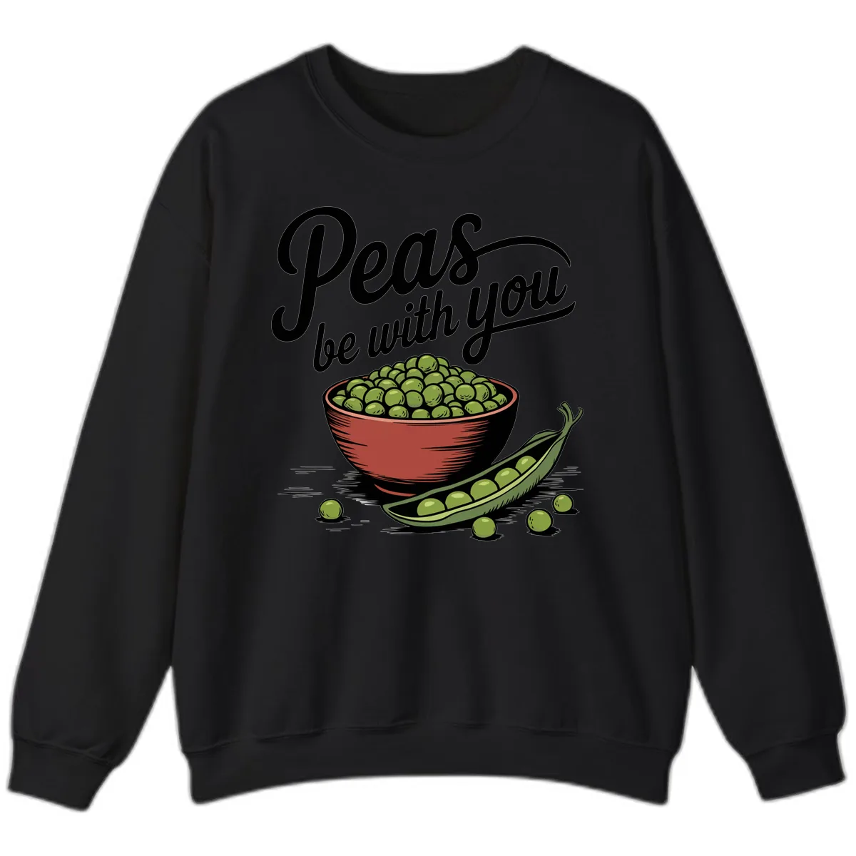 Peas Be With You Pun Graphic Sweatshirt in Black