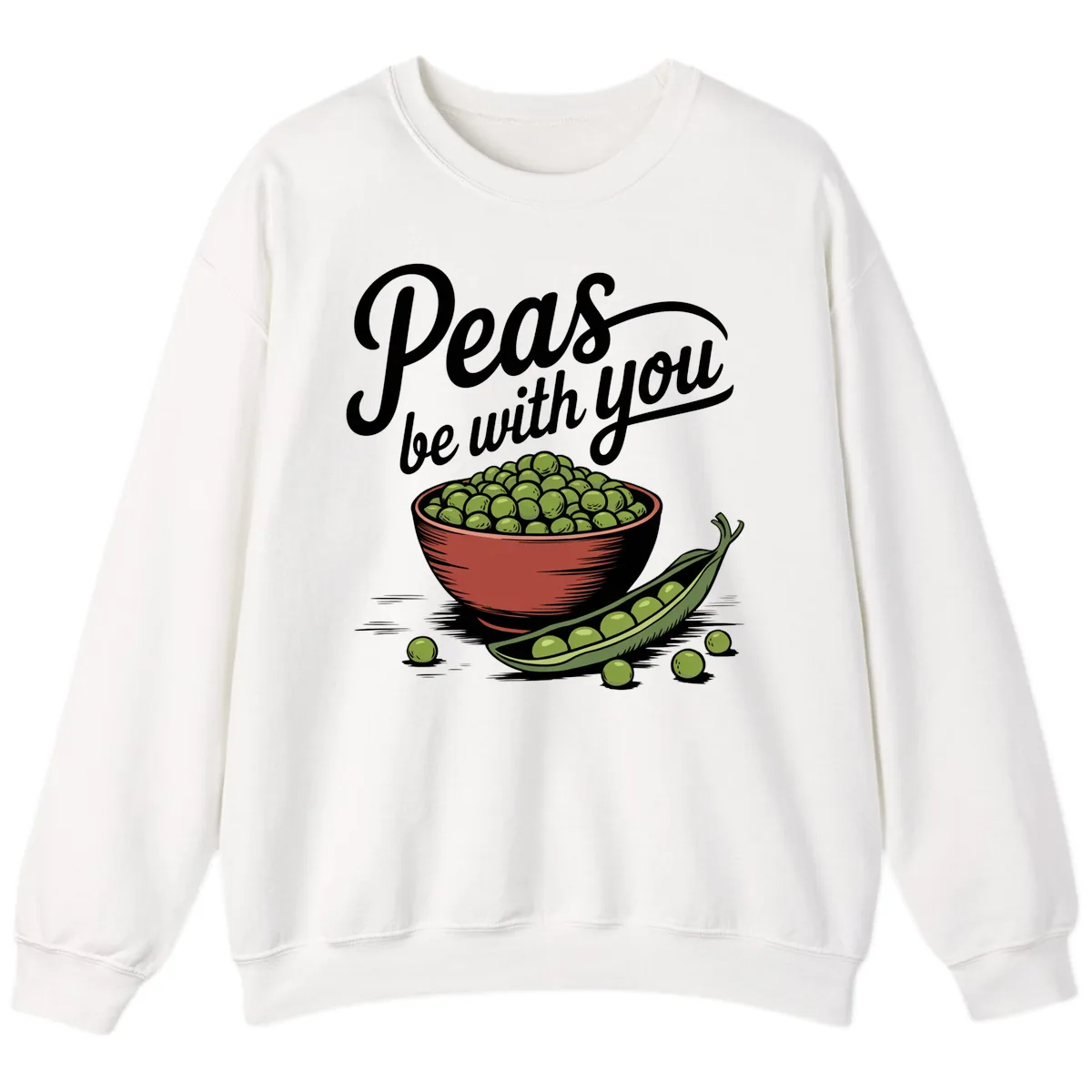 Peas Be With You Pun Graphic Sweatshirt in White