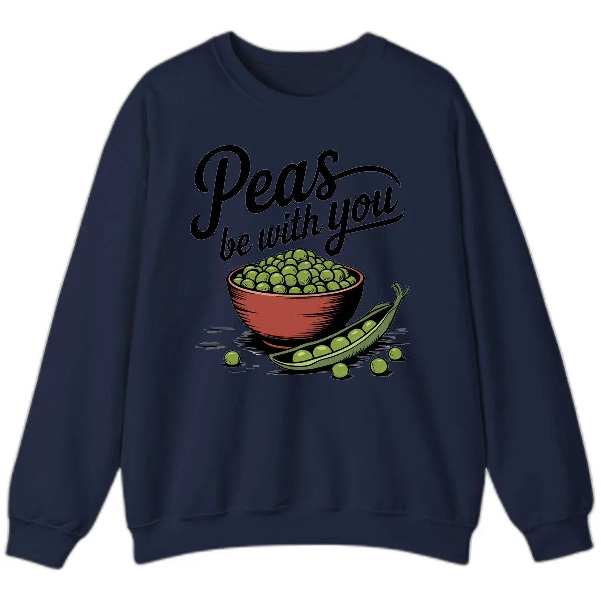 Peas Be With You Pun Graphic Sweatshirt in Navy
