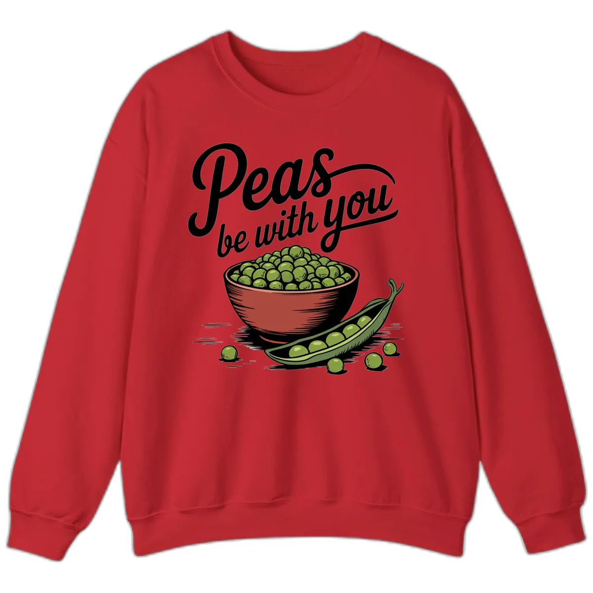 Peas Be With You Pun Graphic Sweatshirt in Red