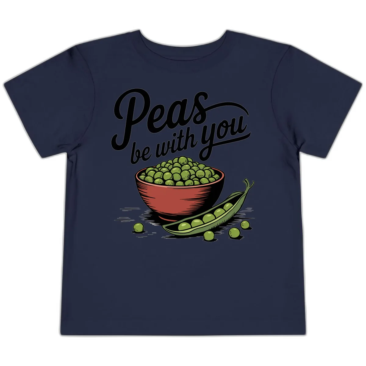 Peas Be With You Pun Graphic Toddler T-Shirt in Navy