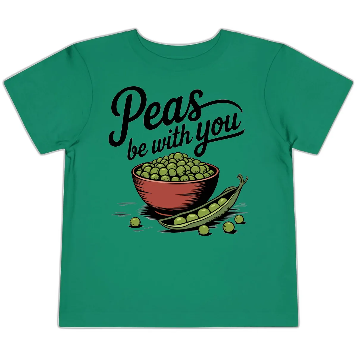 Peas Be With You Pun Graphic Toddler T-Shirt in Kelly