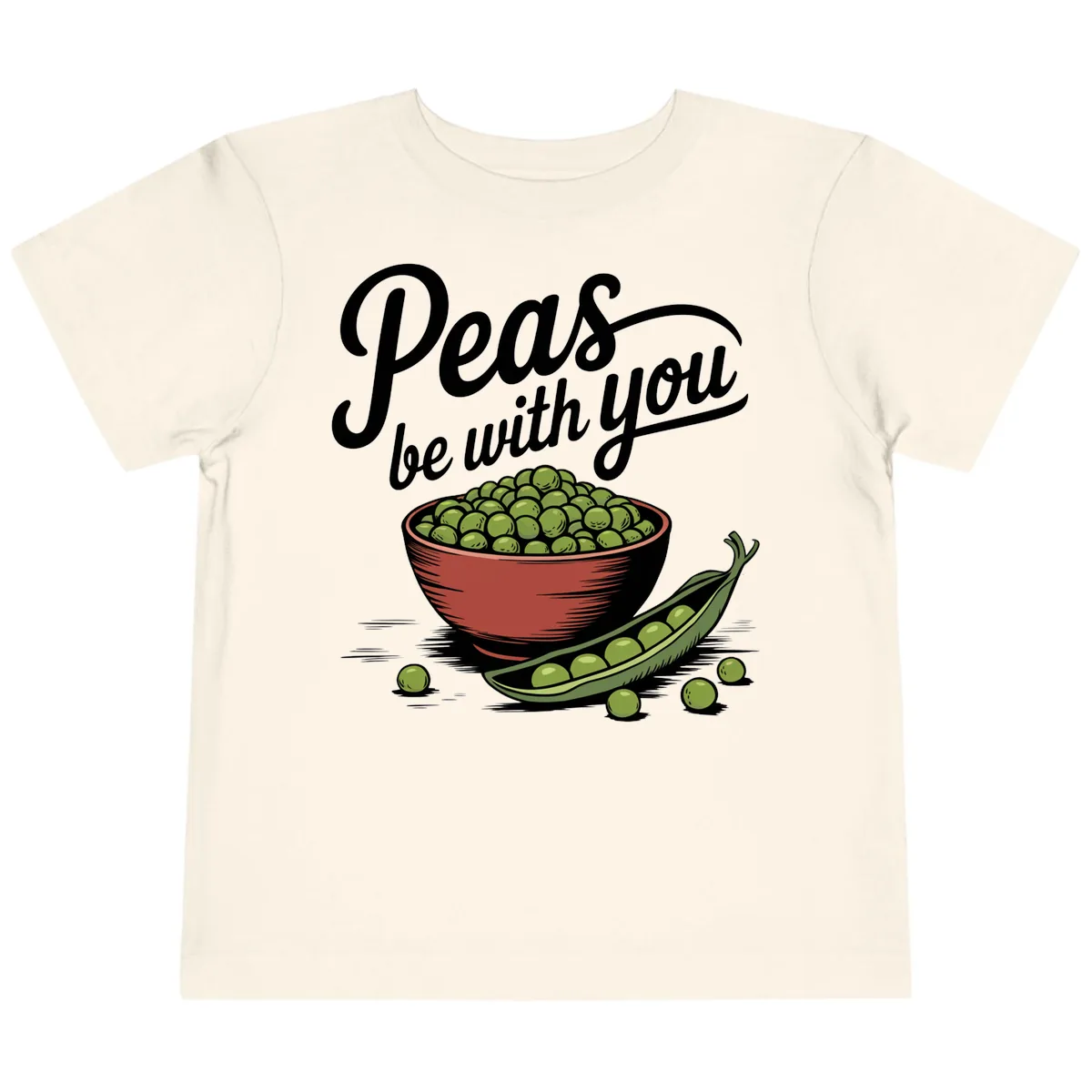 Peas Be With You Pun Graphic Toddler T-Shirt in Natural