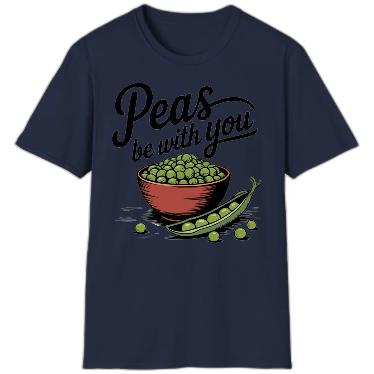 Peas Be With You Pun Graphic T-Shirt in Navy