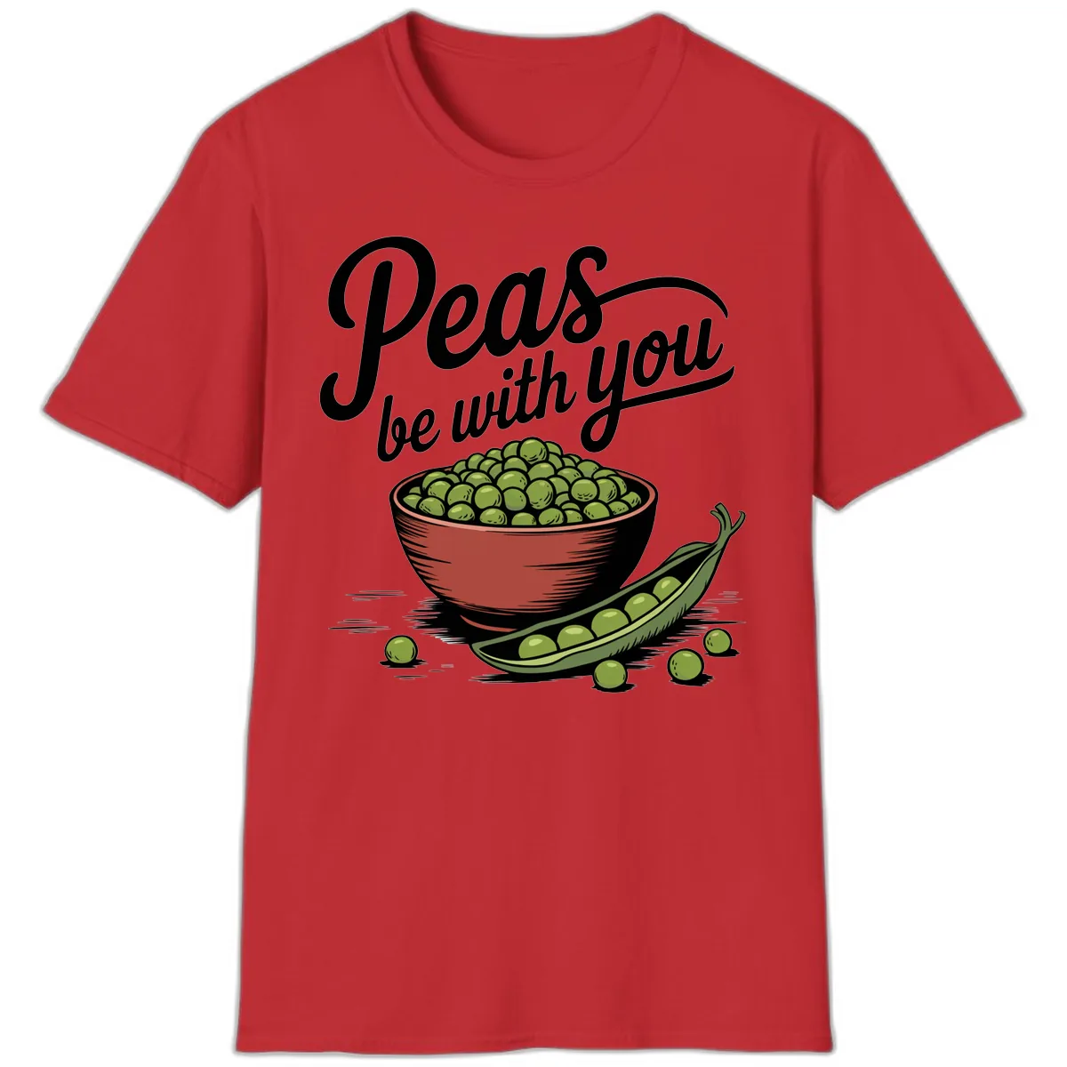 Peas Be With You Pun Graphic T-Shirt in Red