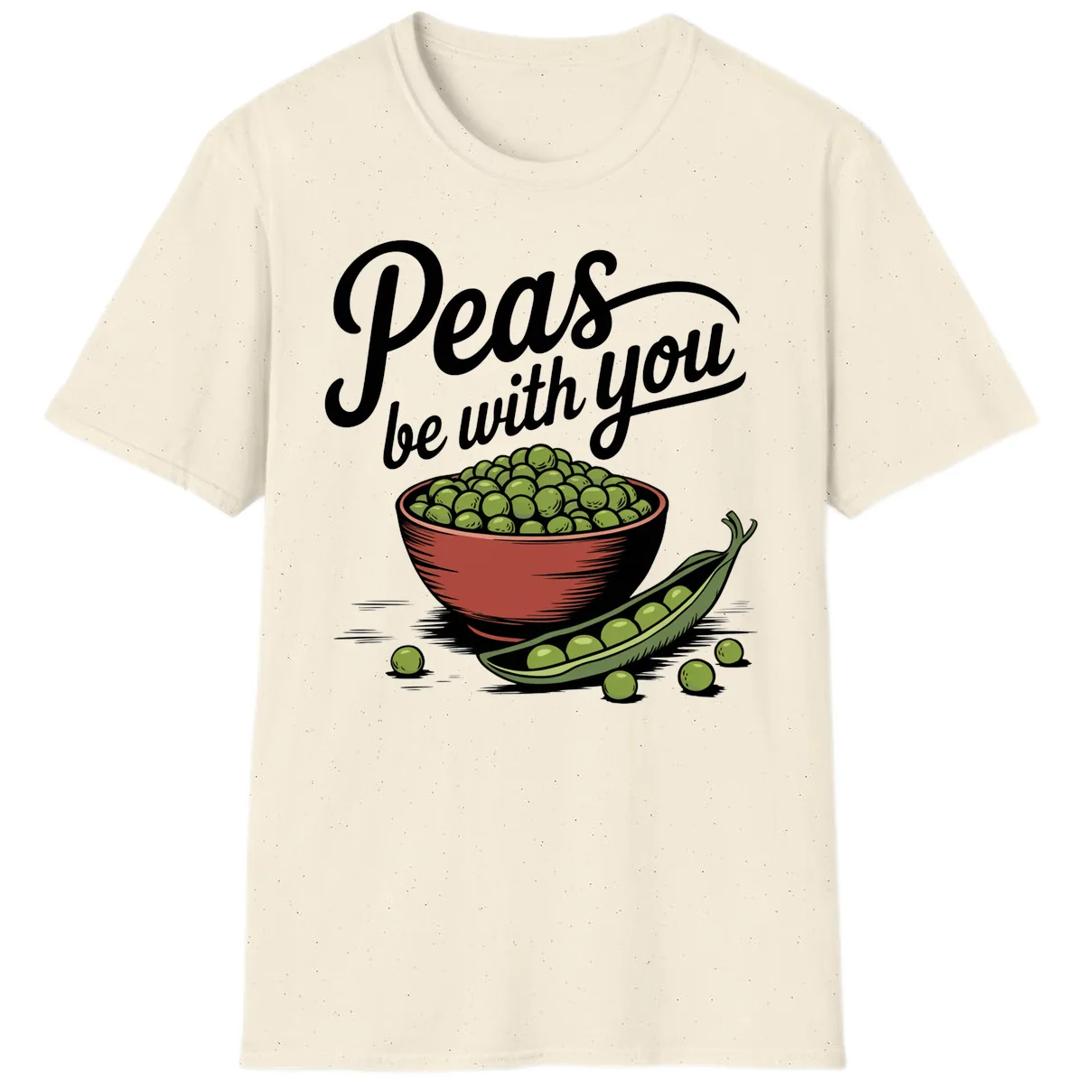 Peas Be With You Pun Graphic T-Shirt in Natural