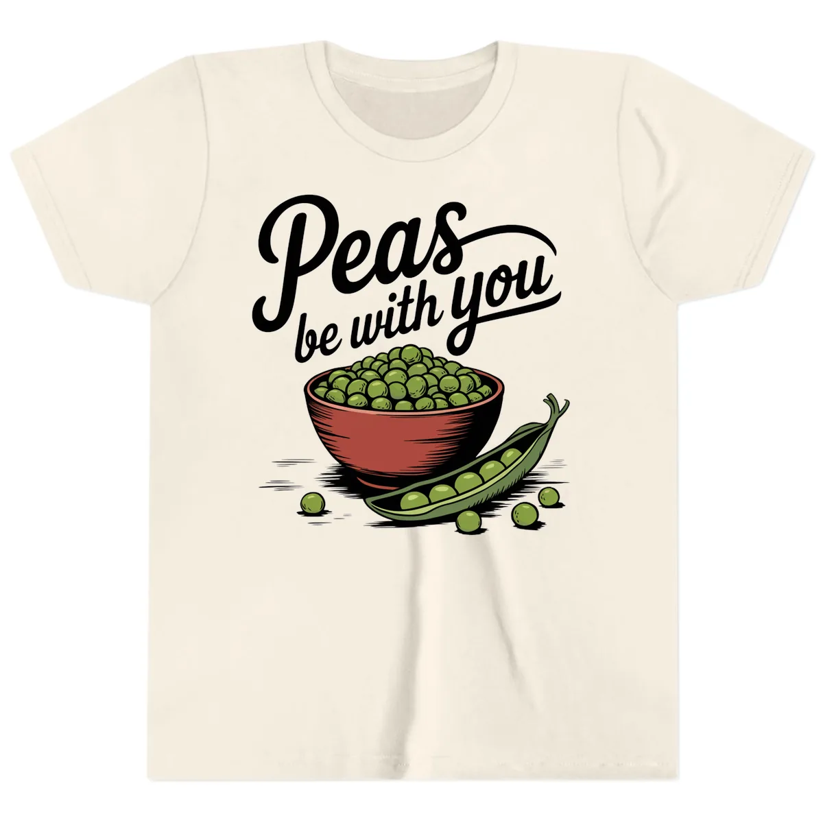 Peas Be With You Pun Graphic Youth T-Shirt in Natural