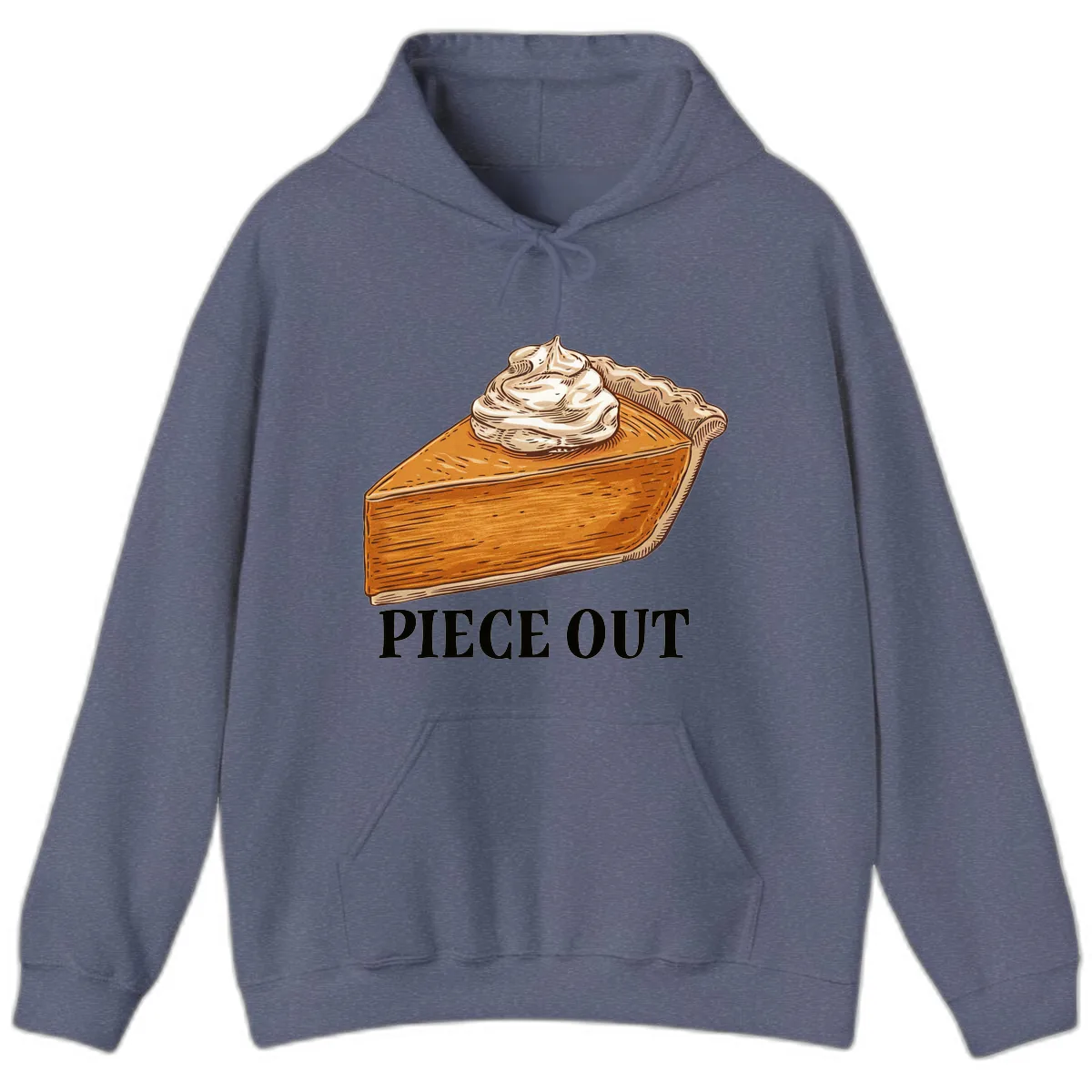 Piece Out Pumpkin Pie Greeting Hoodie in Heather Navy