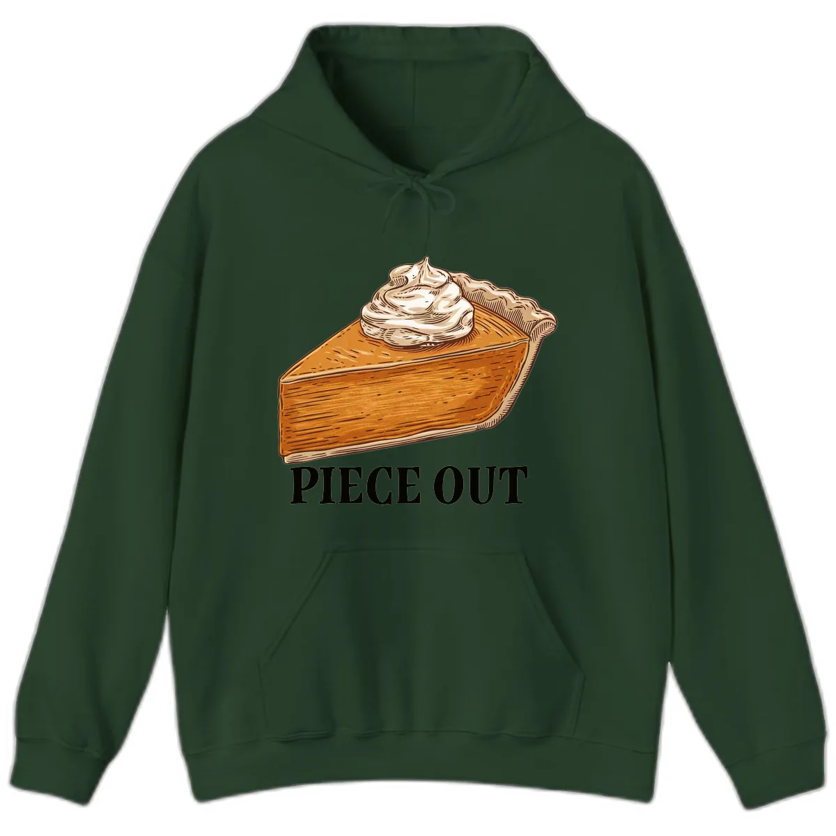 Piece Out Pumpkin Pie Greeting Hoodie in Forest Green