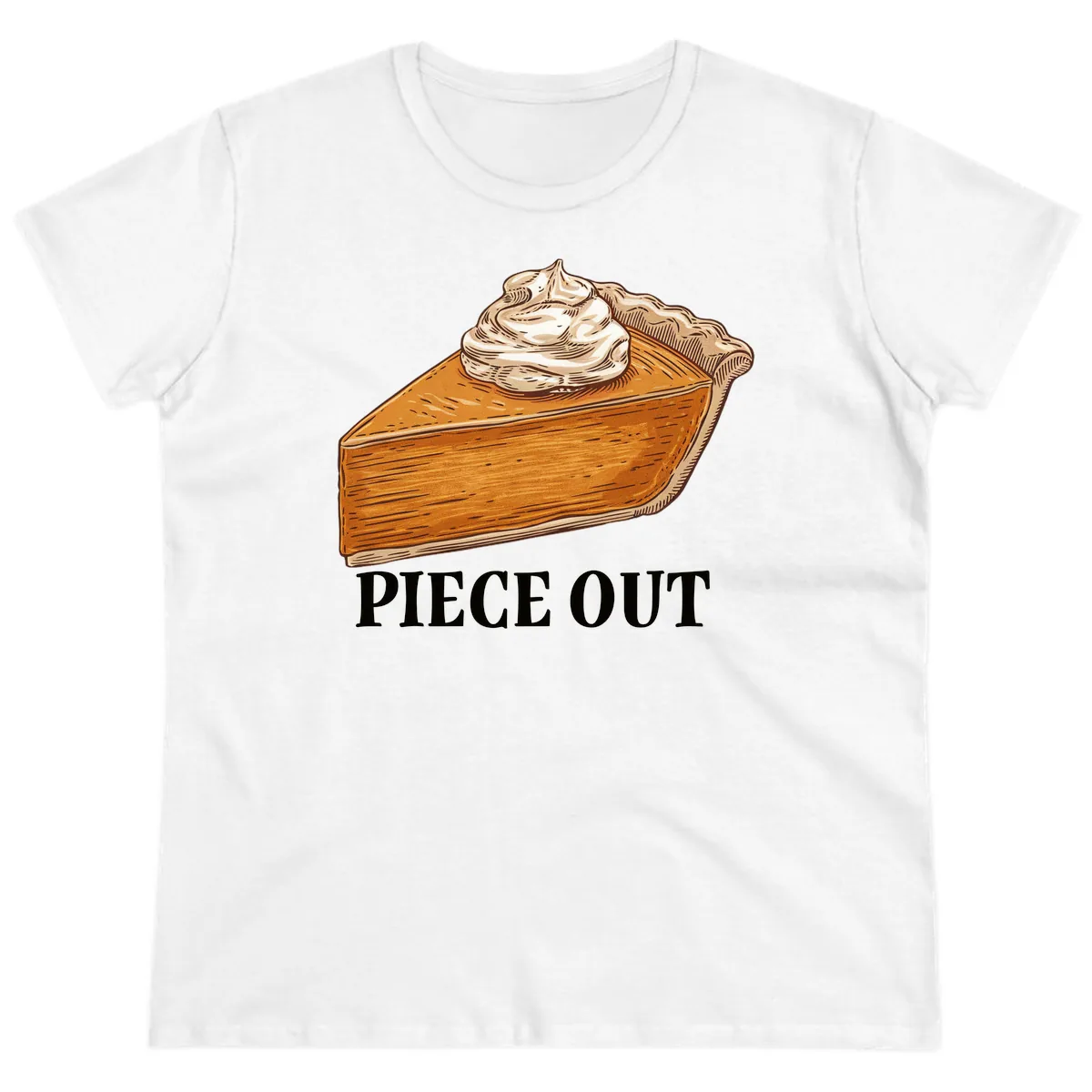 Piece Out Pumpkin Pie Greeting Ladies Tee in White