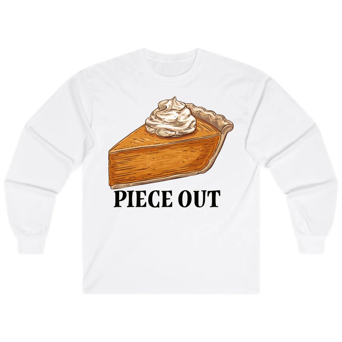 Piece Out Pumpkin Pie Greeting Long Sleeve in White