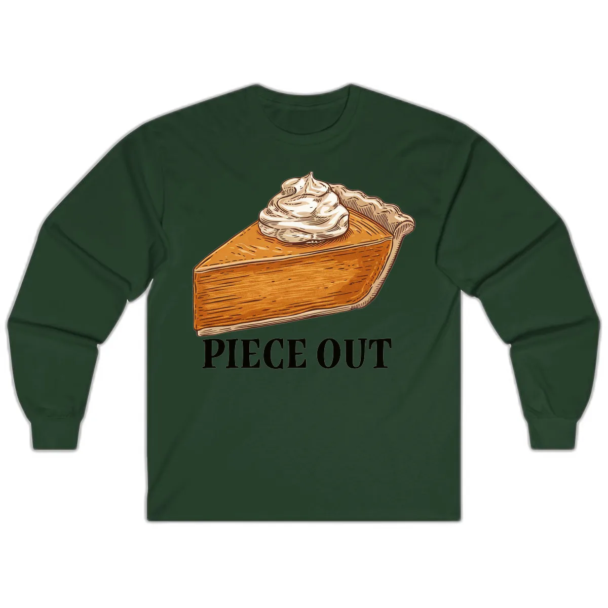 Piece Out Pumpkin Pie Greeting Long Sleeve in Forest Green