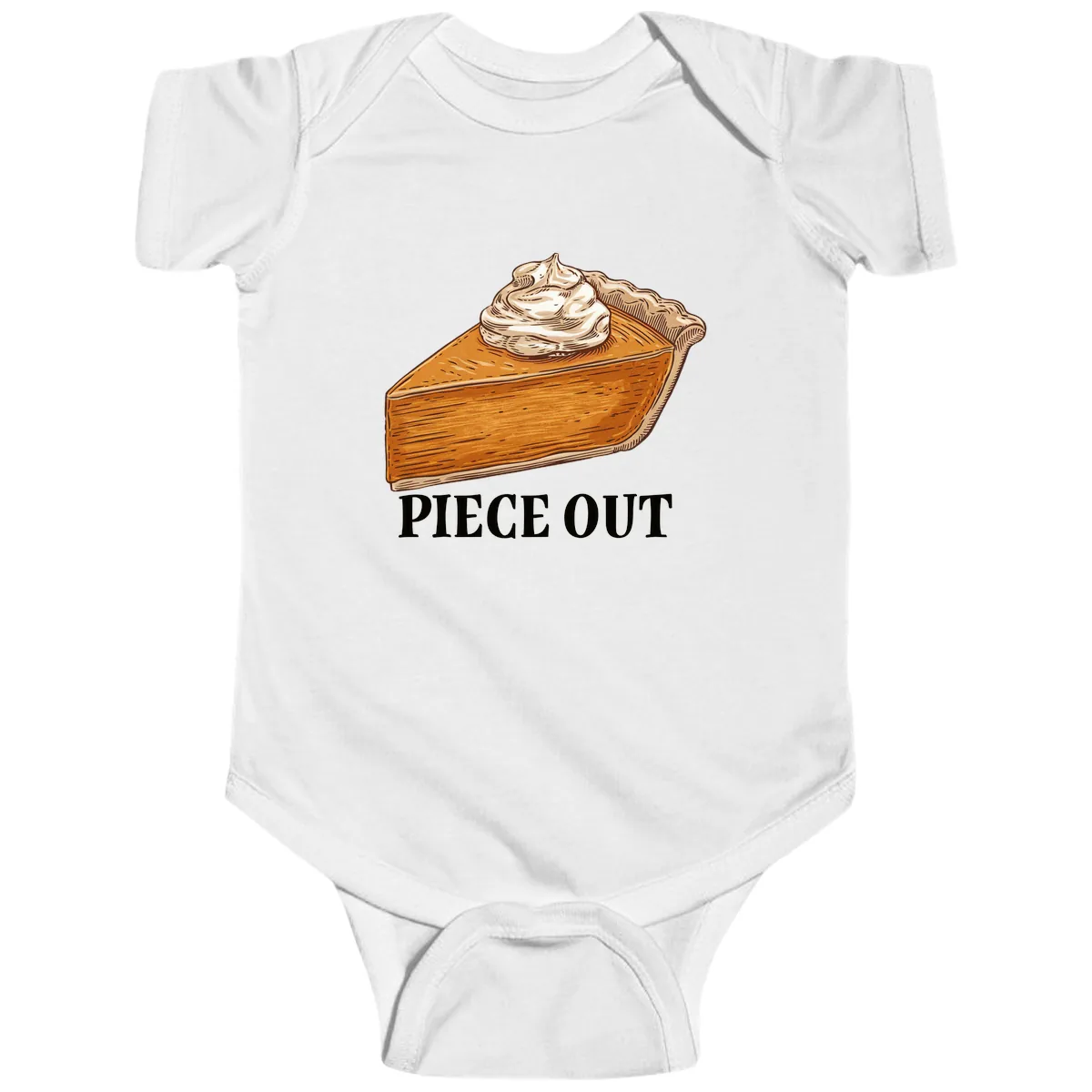 Piece Out Pumpkin Pie Greeting Baby Onesie in White