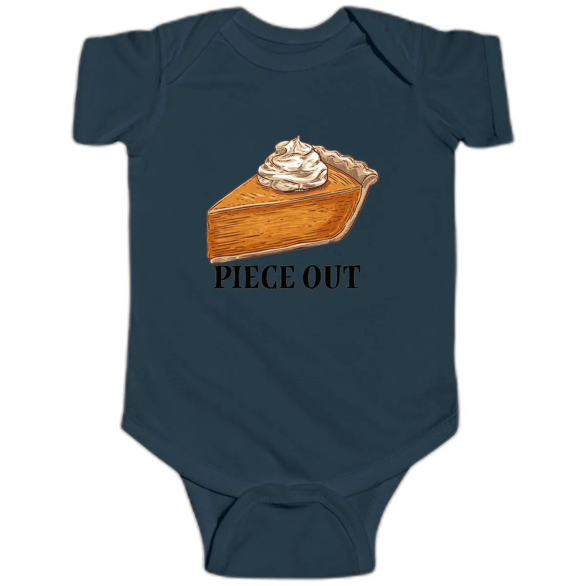 Piece Out Pumpkin Pie Greeting Baby Onesie in Navy