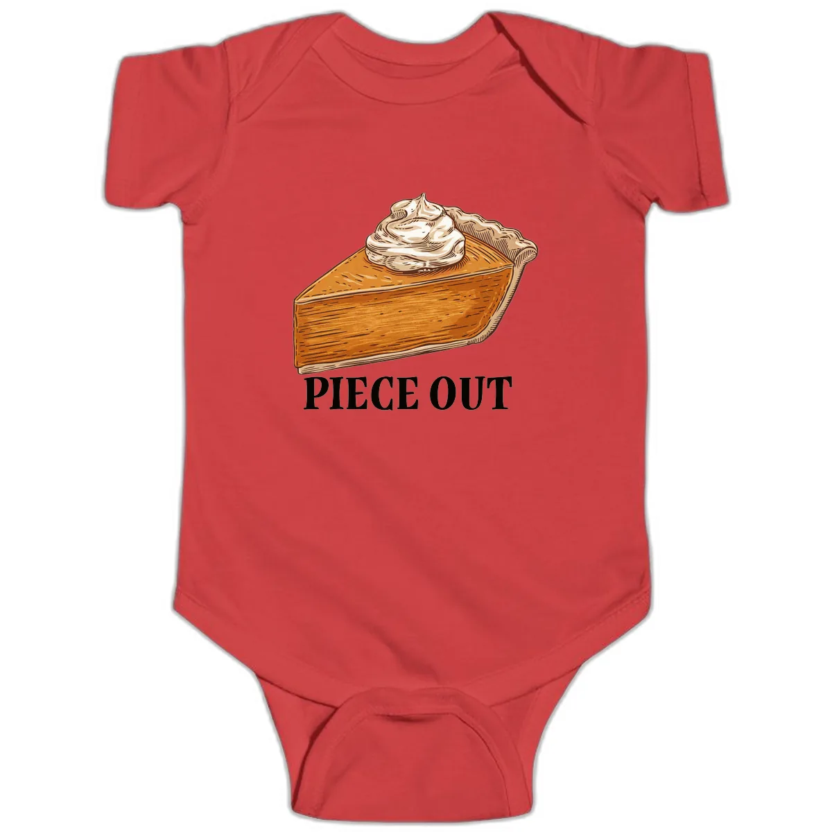 Piece Out Pumpkin Pie Greeting Baby Onesie in Red