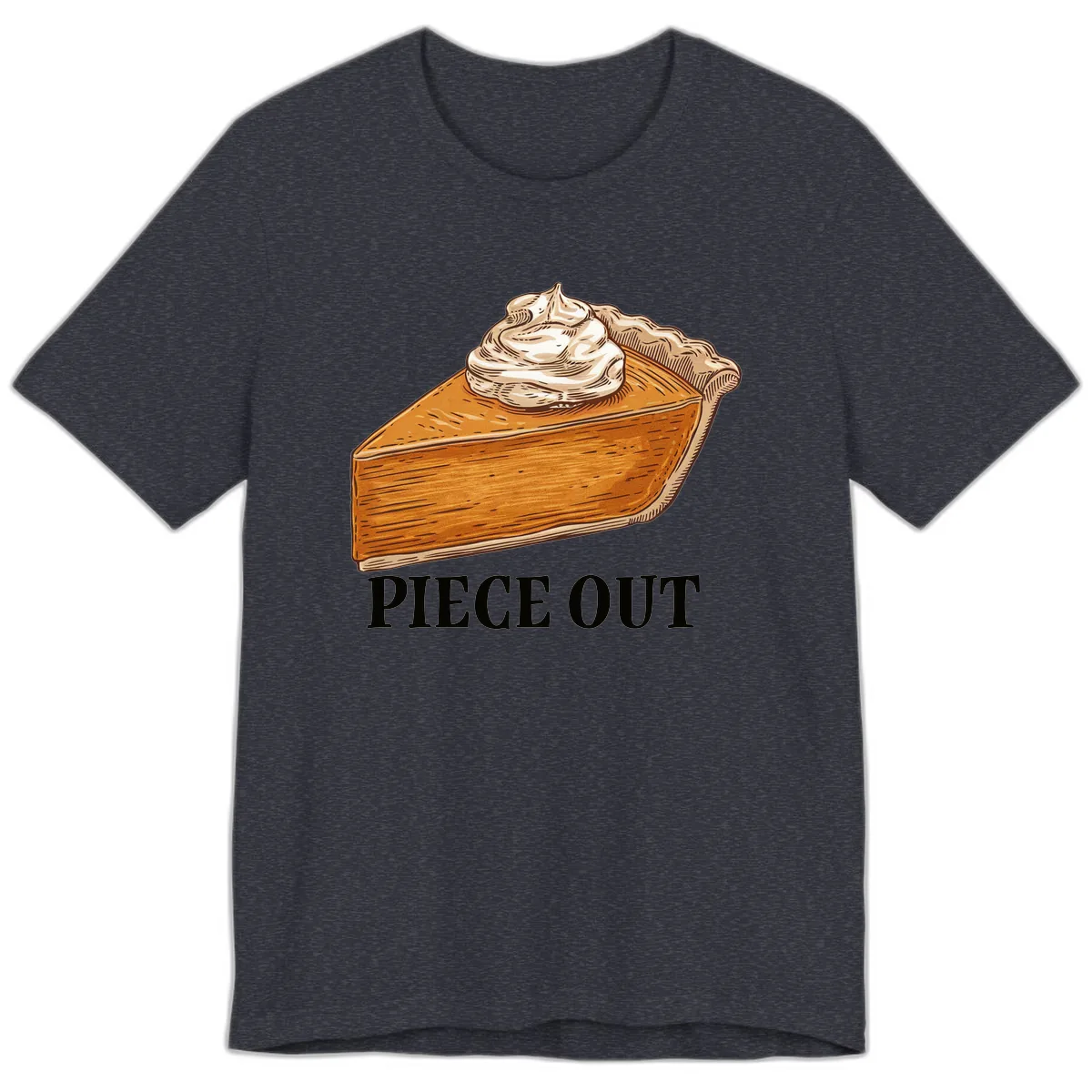 Piece Out Pumpkin Pie Greeting Premium T-Shirt in Heather Navy