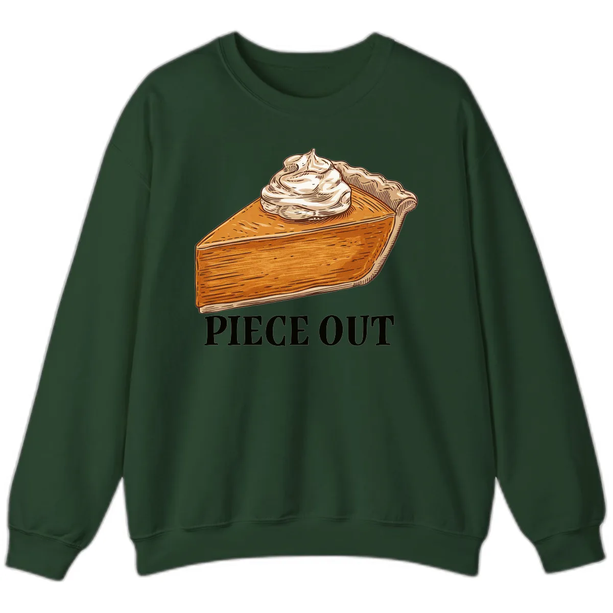 Piece Out Pumpkin Pie Greeting Sweatshirt in Forest Green