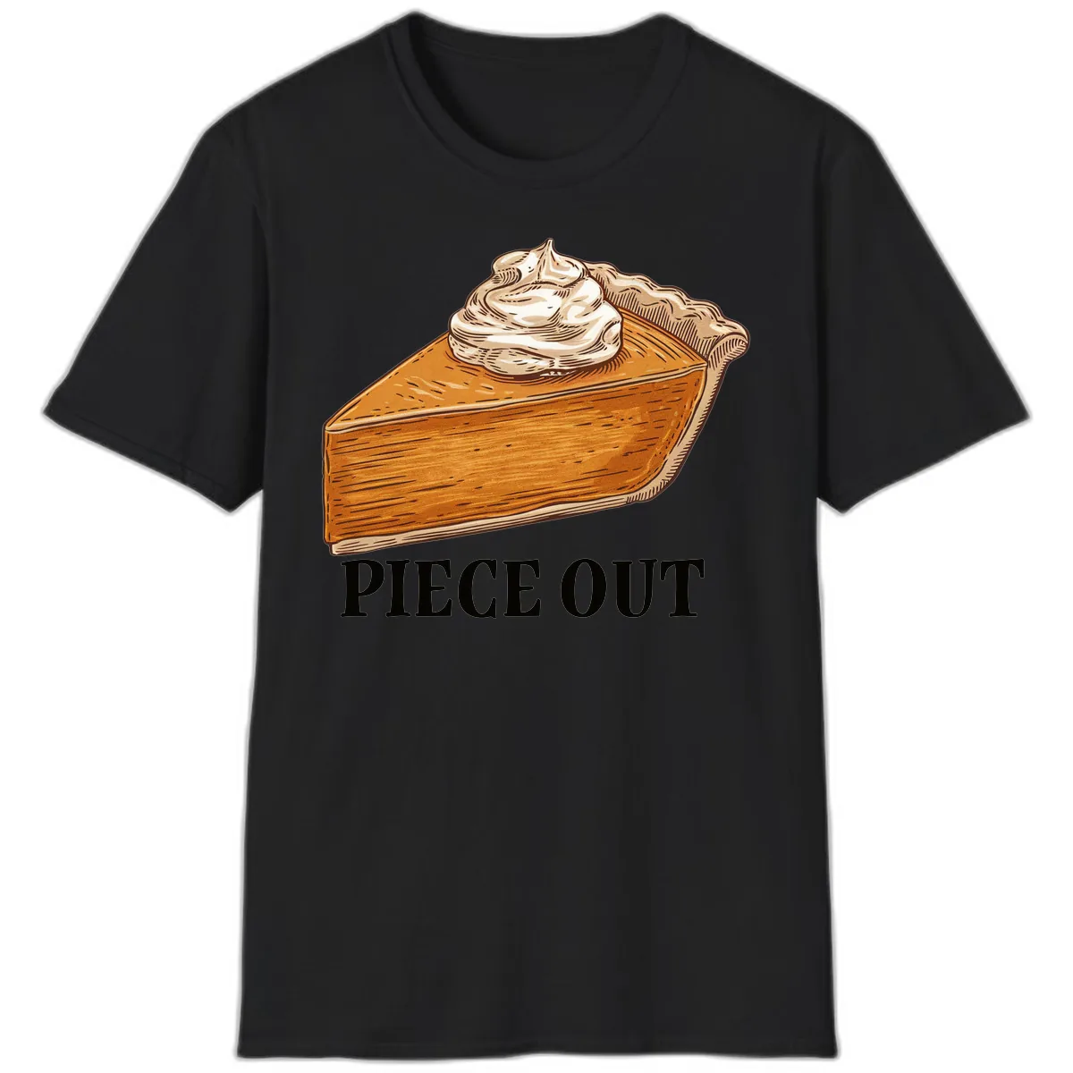 Piece Out Pumpkin Pie Greeting T-Shirt in Black
