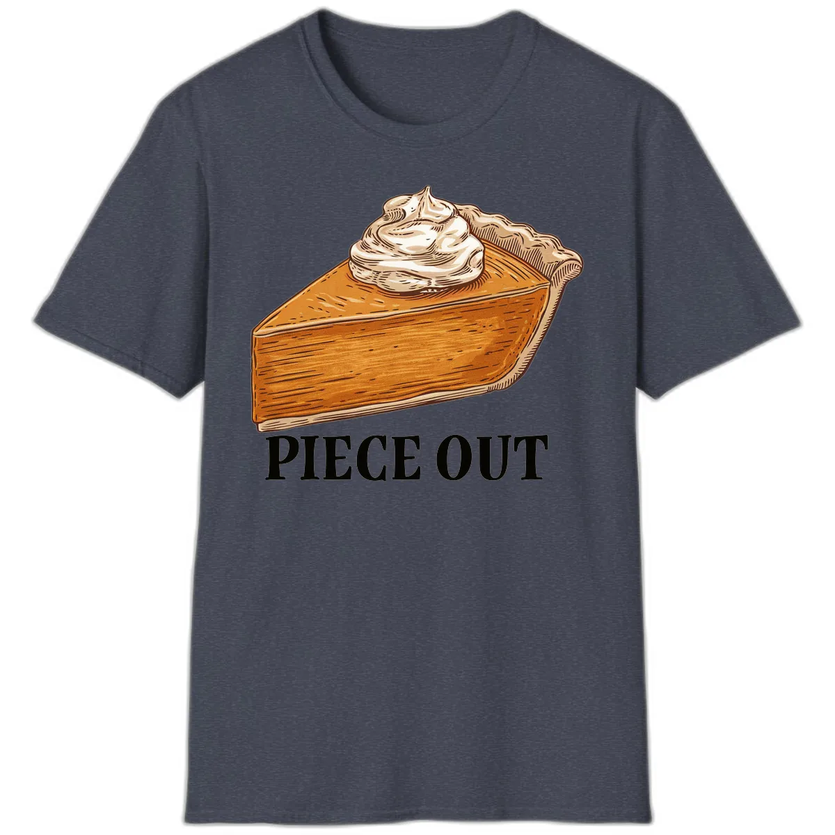 Piece Out Pumpkin Pie Greeting T-Shirt in Heather Navy