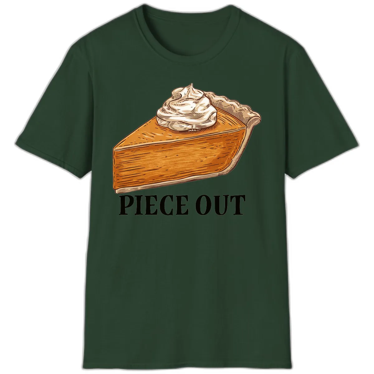 Piece Out Pumpkin Pie Greeting T-Shirt in Forest Green