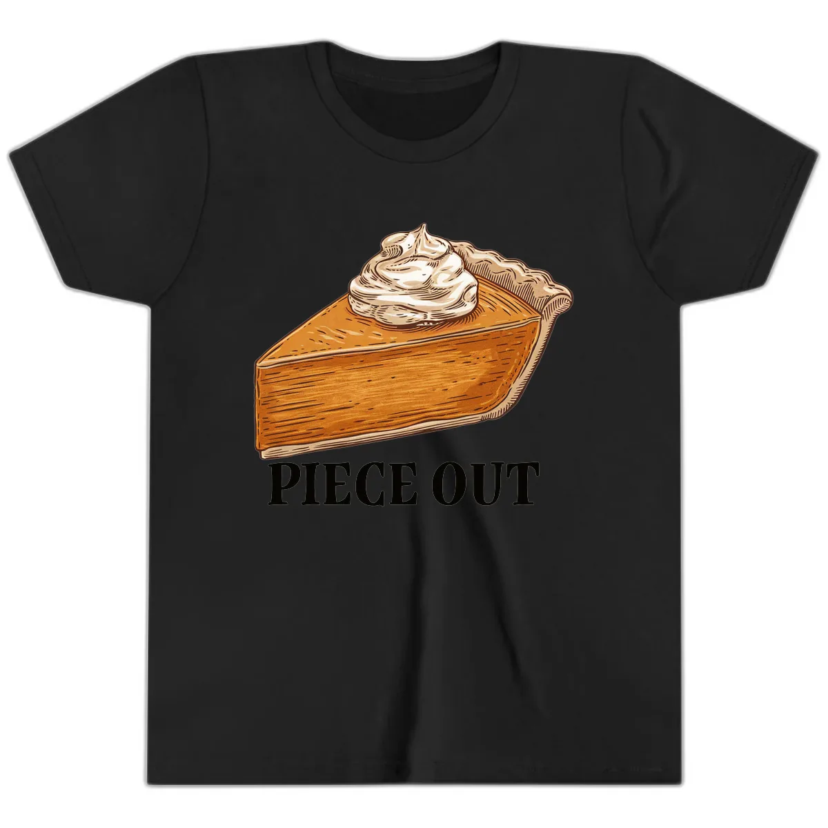 Piece Out Pumpkin Pie Greeting Youth T-Shirt in Black