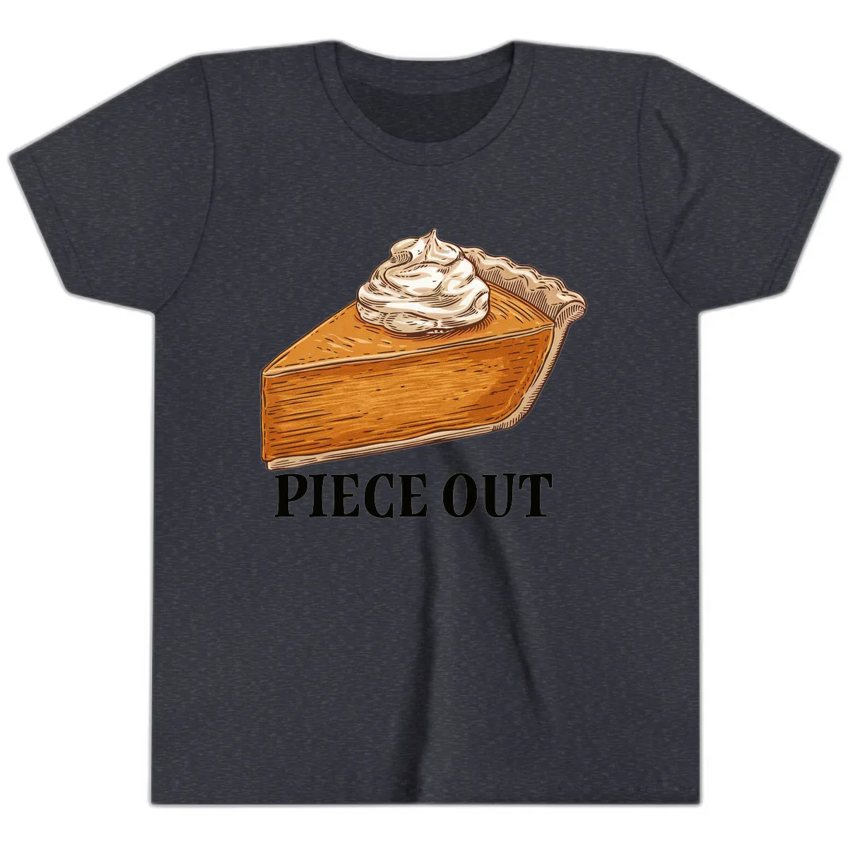 Piece Out Pumpkin Pie Greeting Youth T-Shirt in Heather Navy