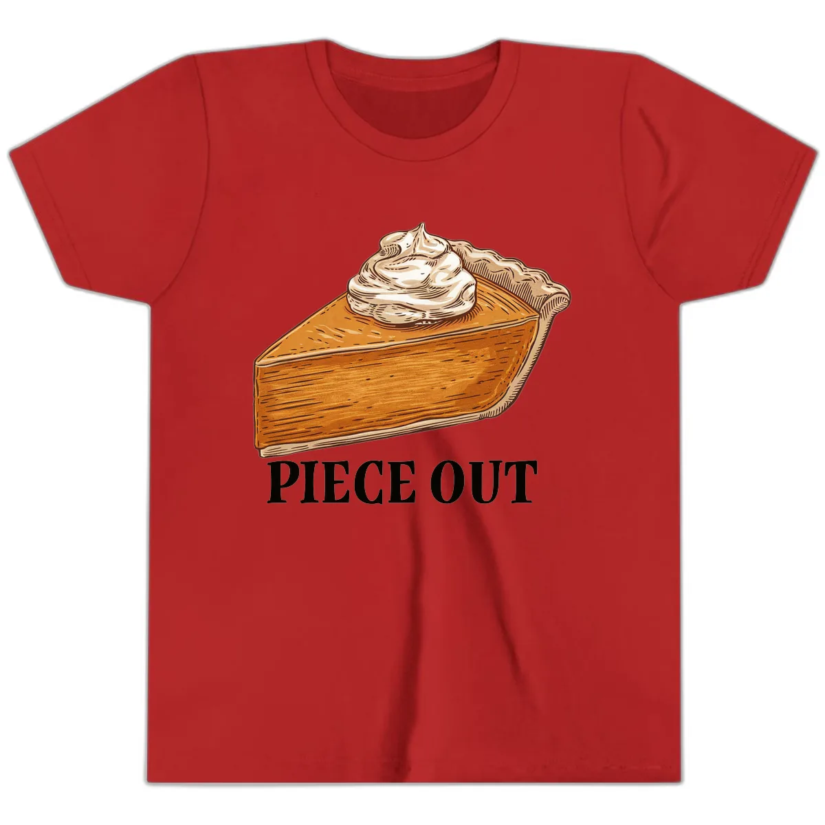 Piece Out Pumpkin Pie Greeting Youth T-Shirt in Red