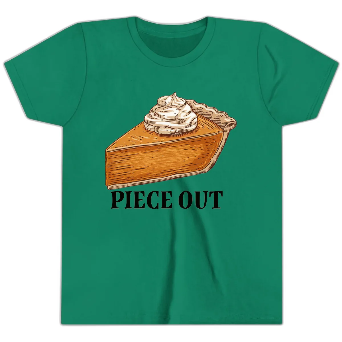 Piece Out Pumpkin Pie Greeting Youth T-Shirt in Kelly