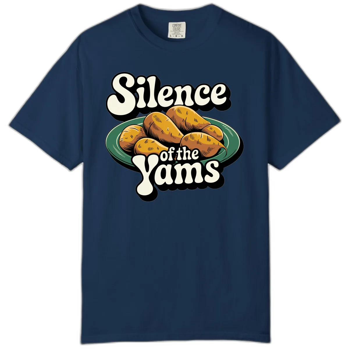 Silence of the Yams Graphic Design Comfort Color in Navy