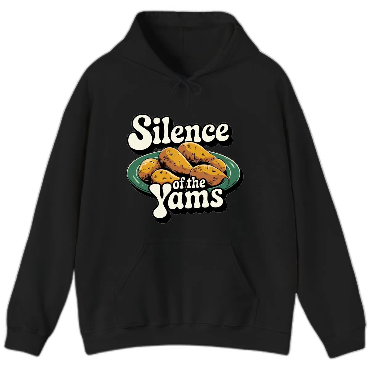 Silence of the Yams Graphic Design Hoodie in Black