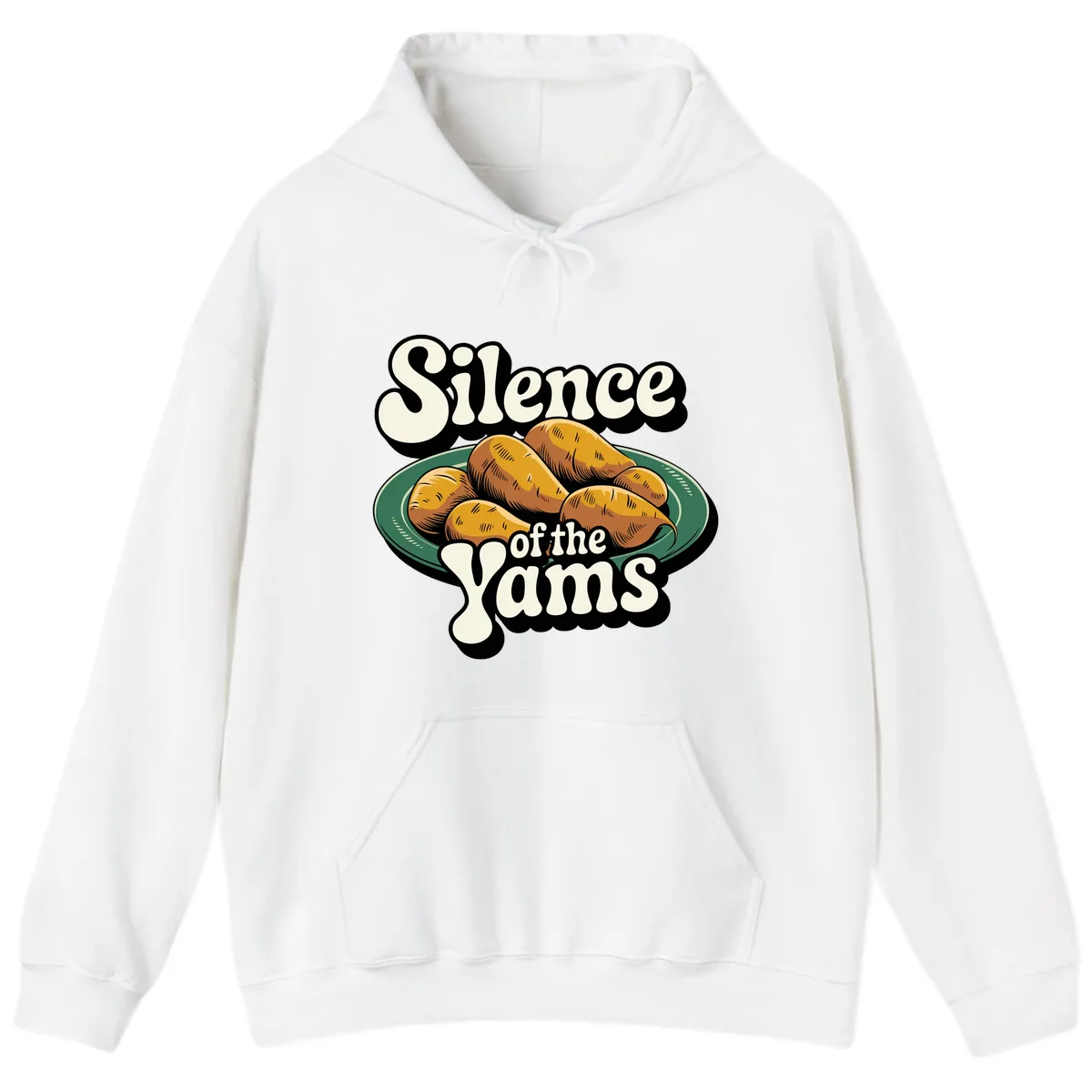Silence of the Yams Graphic Design Hoodie in White