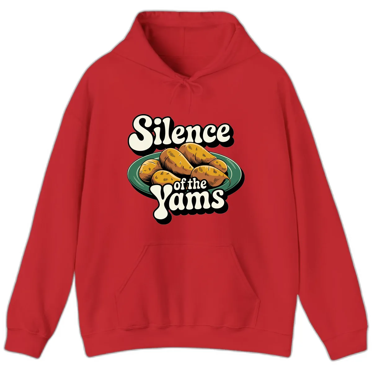 Silence of the Yams Graphic Design Hoodie in Red