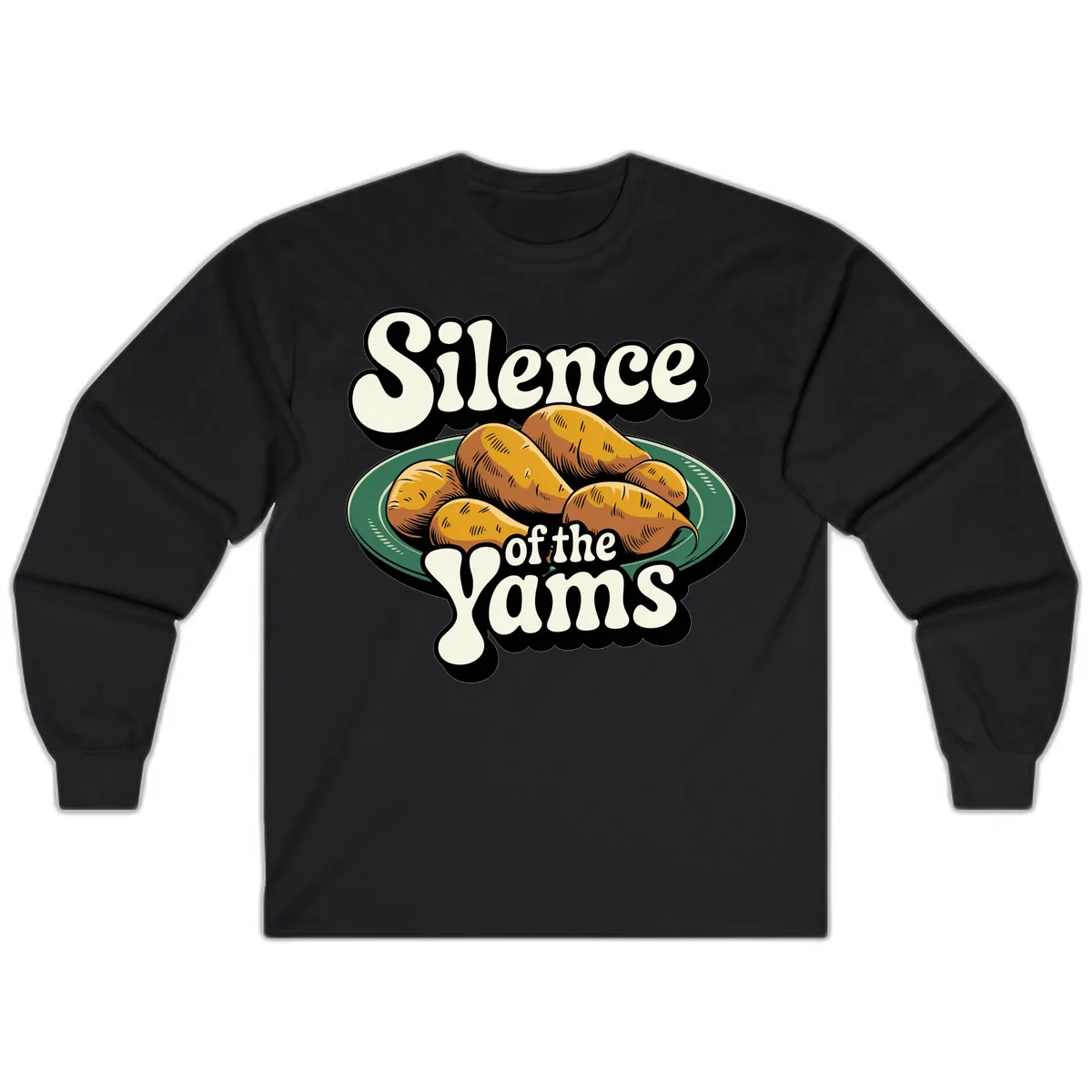 Silence of the Yams Graphic Design Long Sleeve in Black