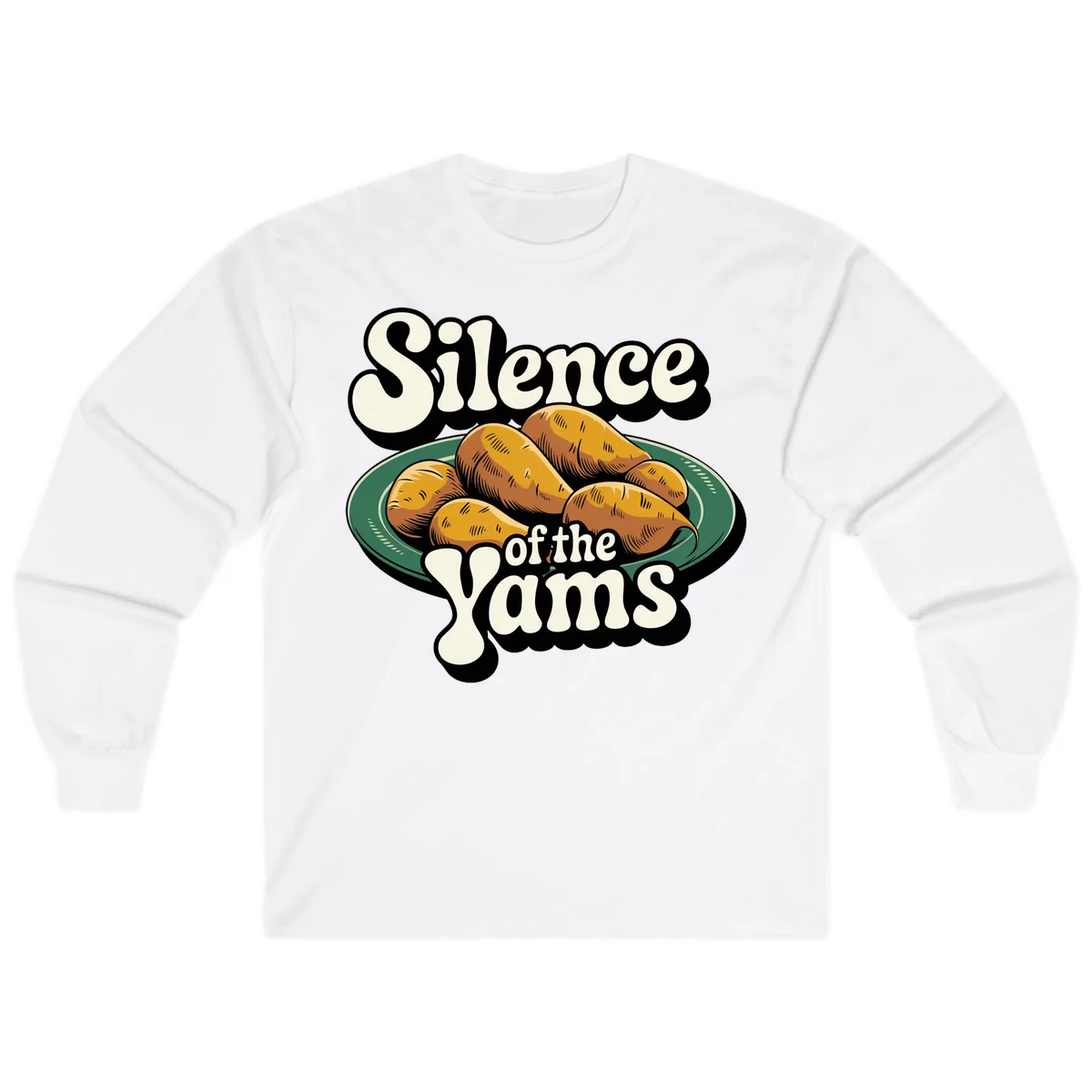 Silence of the Yams Graphic Design Long Sleeve in White