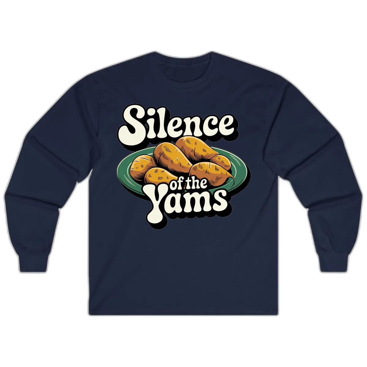 Silence of the Yams Graphic Design Long Sleeve in Navy