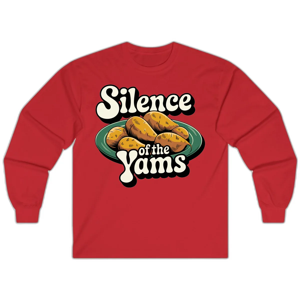 Silence of the Yams Graphic Design Long Sleeve in Red