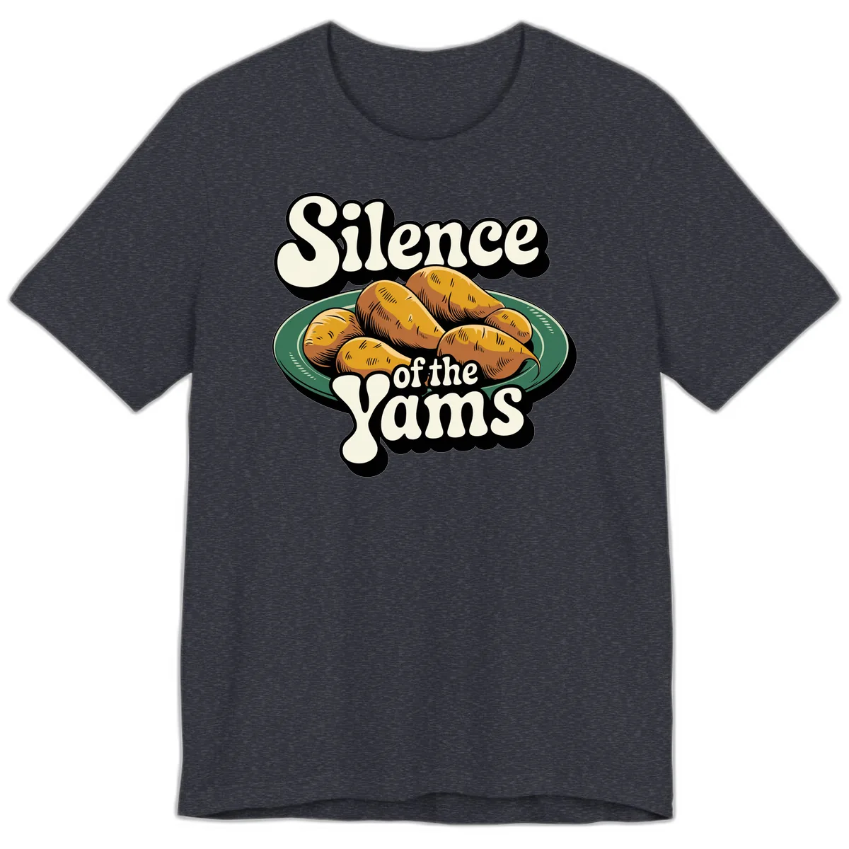 Silence of the Yams Graphic Design Premium T-Shirt in Heather Navy