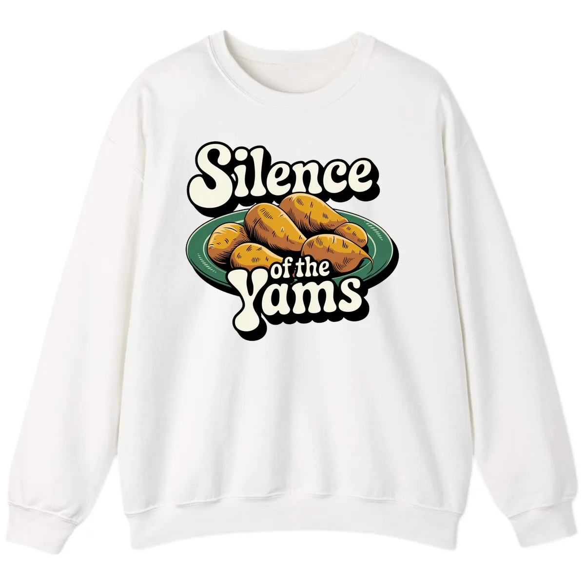 Silence of the Yams Graphic Design Sweatshirt in White