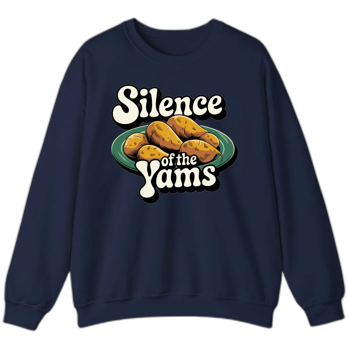 Silence of the Yams Graphic Design Sweatshirt in Navy