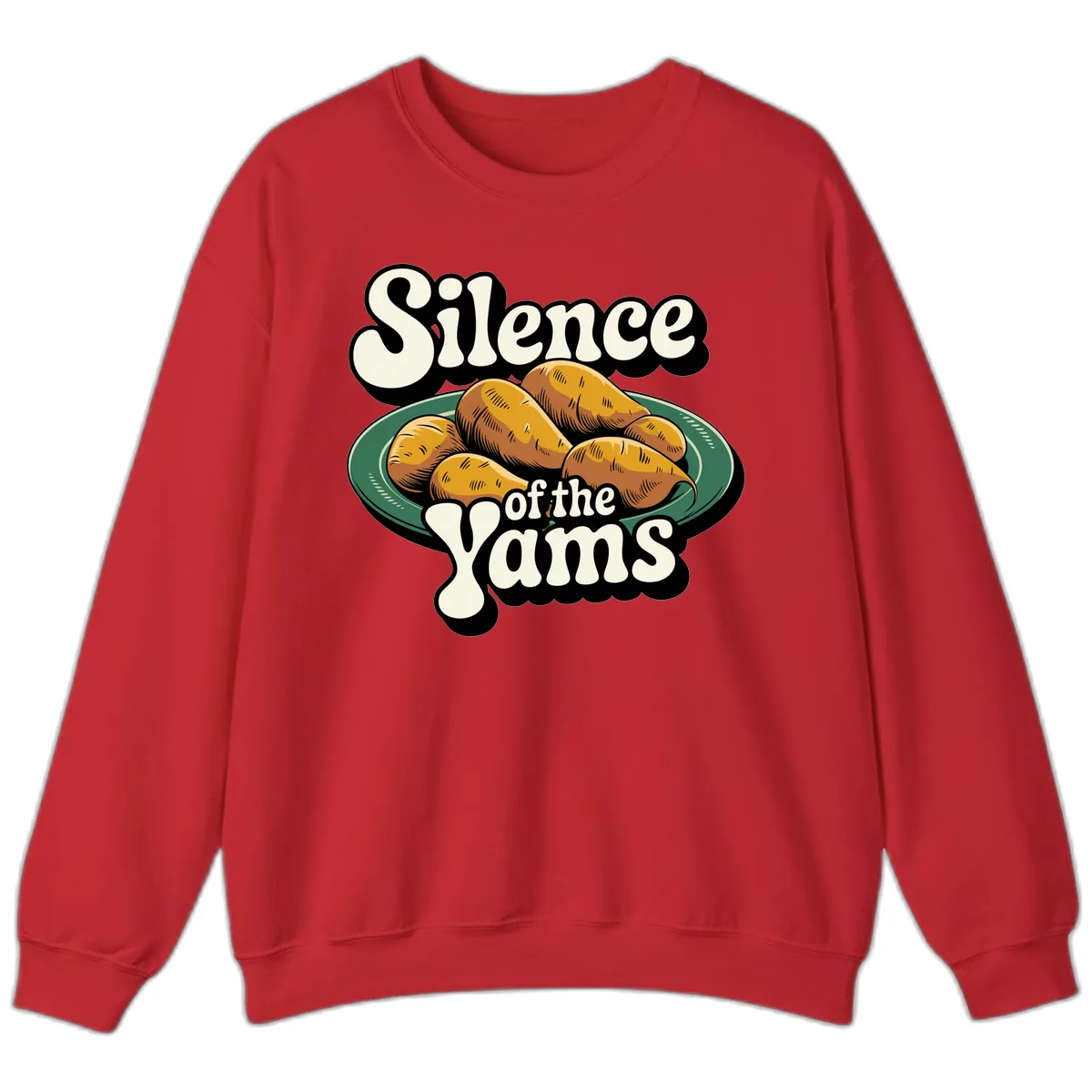 Silence of the Yams Graphic Design Sweatshirt in Red