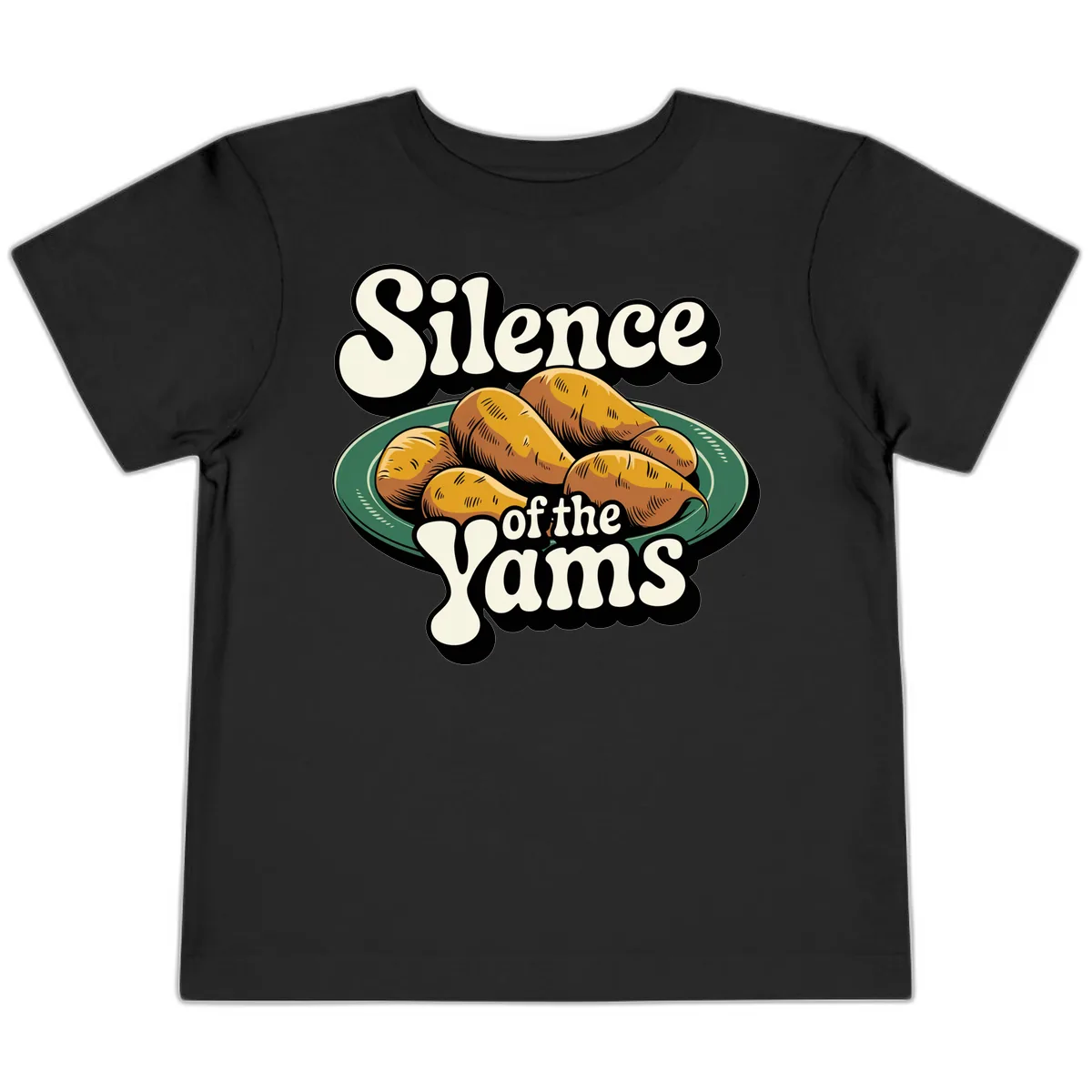 Silence of the Yams Graphic Design Toddler T-Shirt in Black