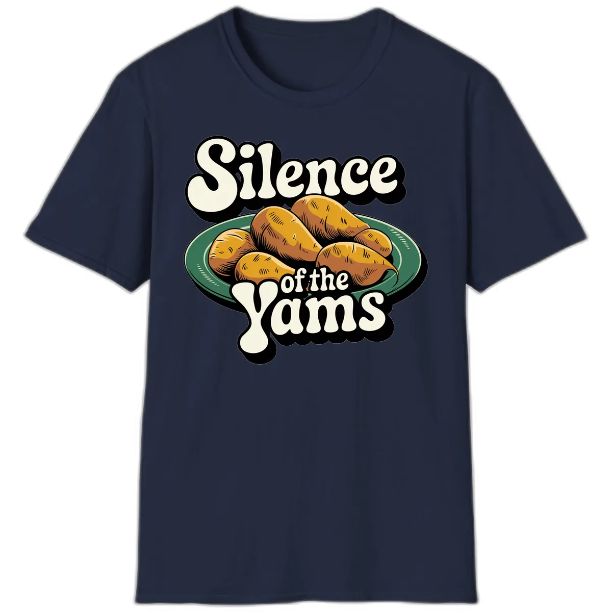 Silence of the Yams Graphic Design T-Shirt in Navy