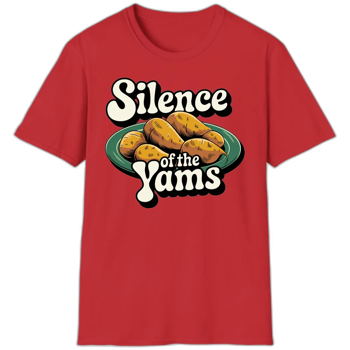 Silence of the Yams Graphic Design T-Shirt in Red