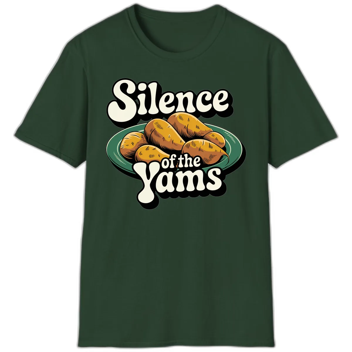 Silence of the Yams Graphic Design T-Shirt in Forest Green