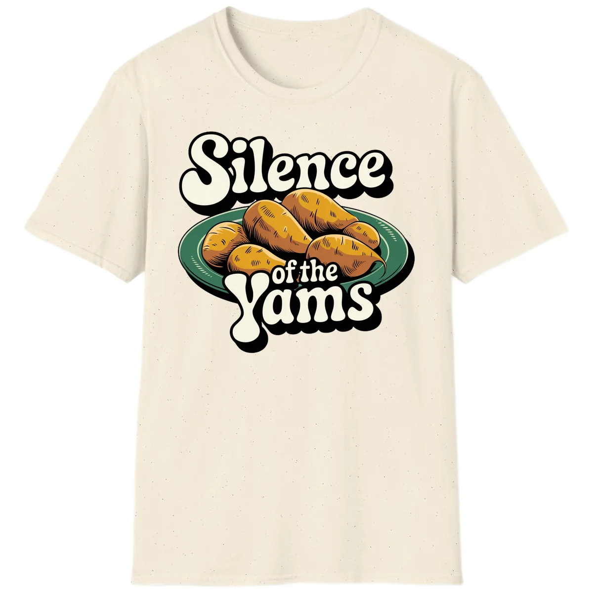 Silence of the Yams Graphic Design T-Shirt in Natural