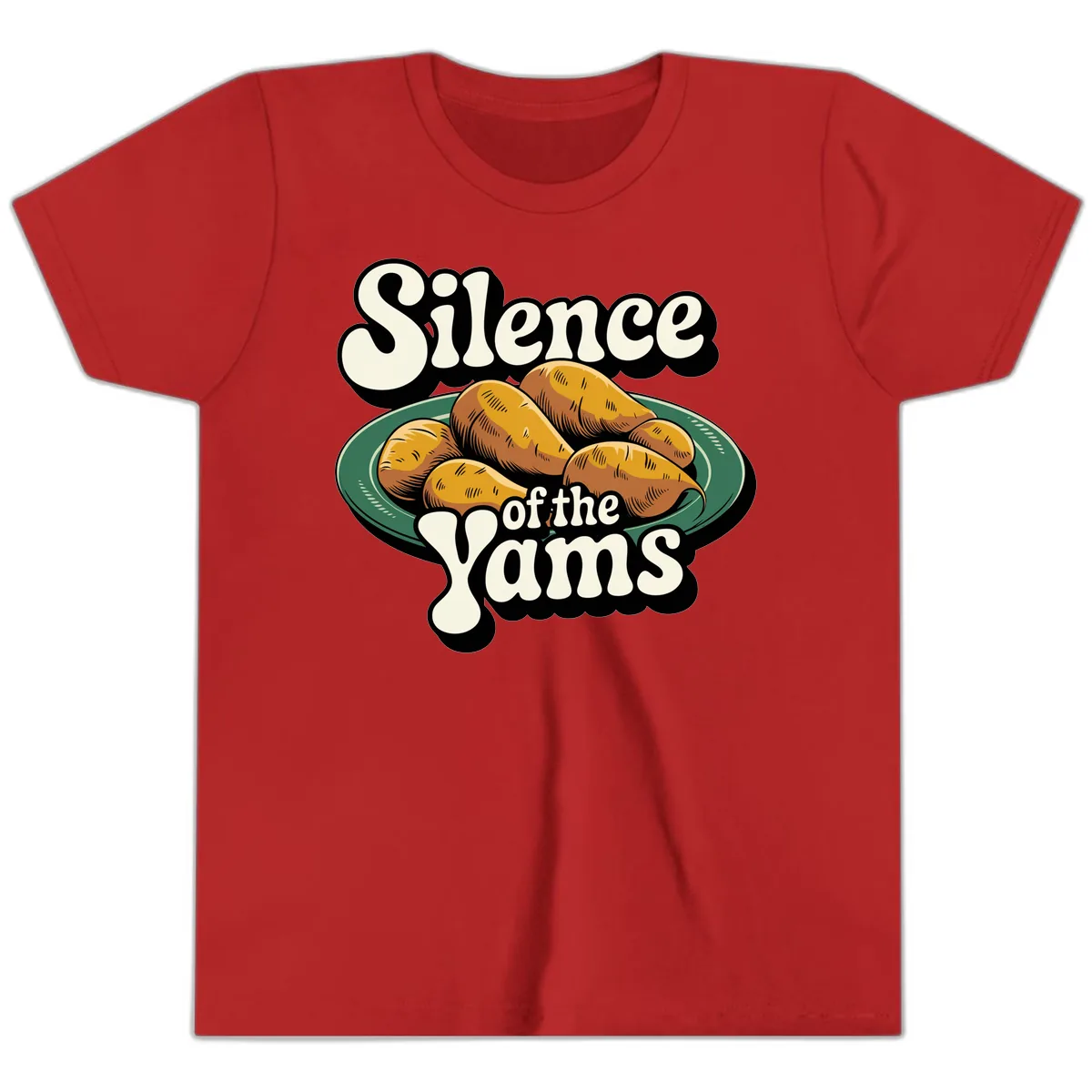 Silence of the Yams Graphic Design Youth T-Shirt in Red