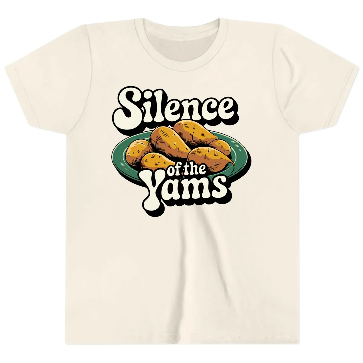 Silence of the Yams Graphic Design Youth T-Shirt in Natural