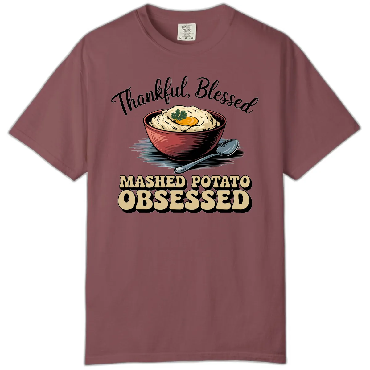 Mashed Potato Obsessed Thanksgiving Graphic Comfort Color in Brick