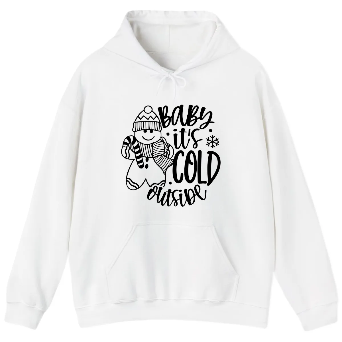 Baby It's Cold Outside Gingerbread Design Hoodie in White